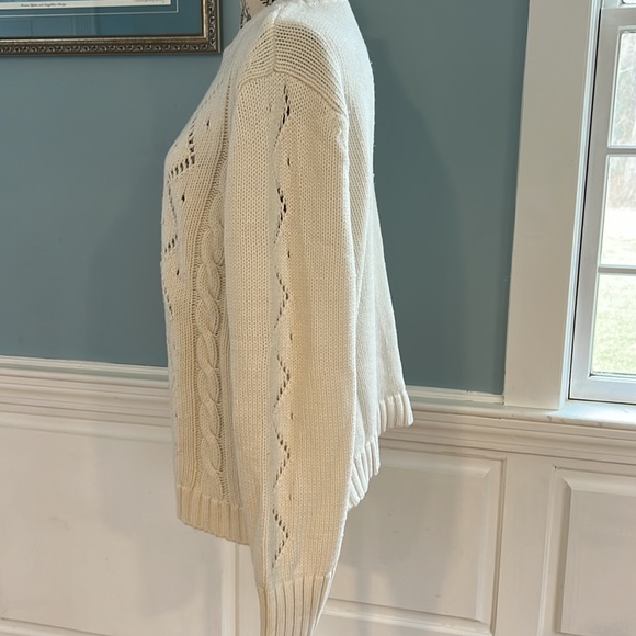 Women’s Talbots White Sweater Sz Large - Picture 4 of 8